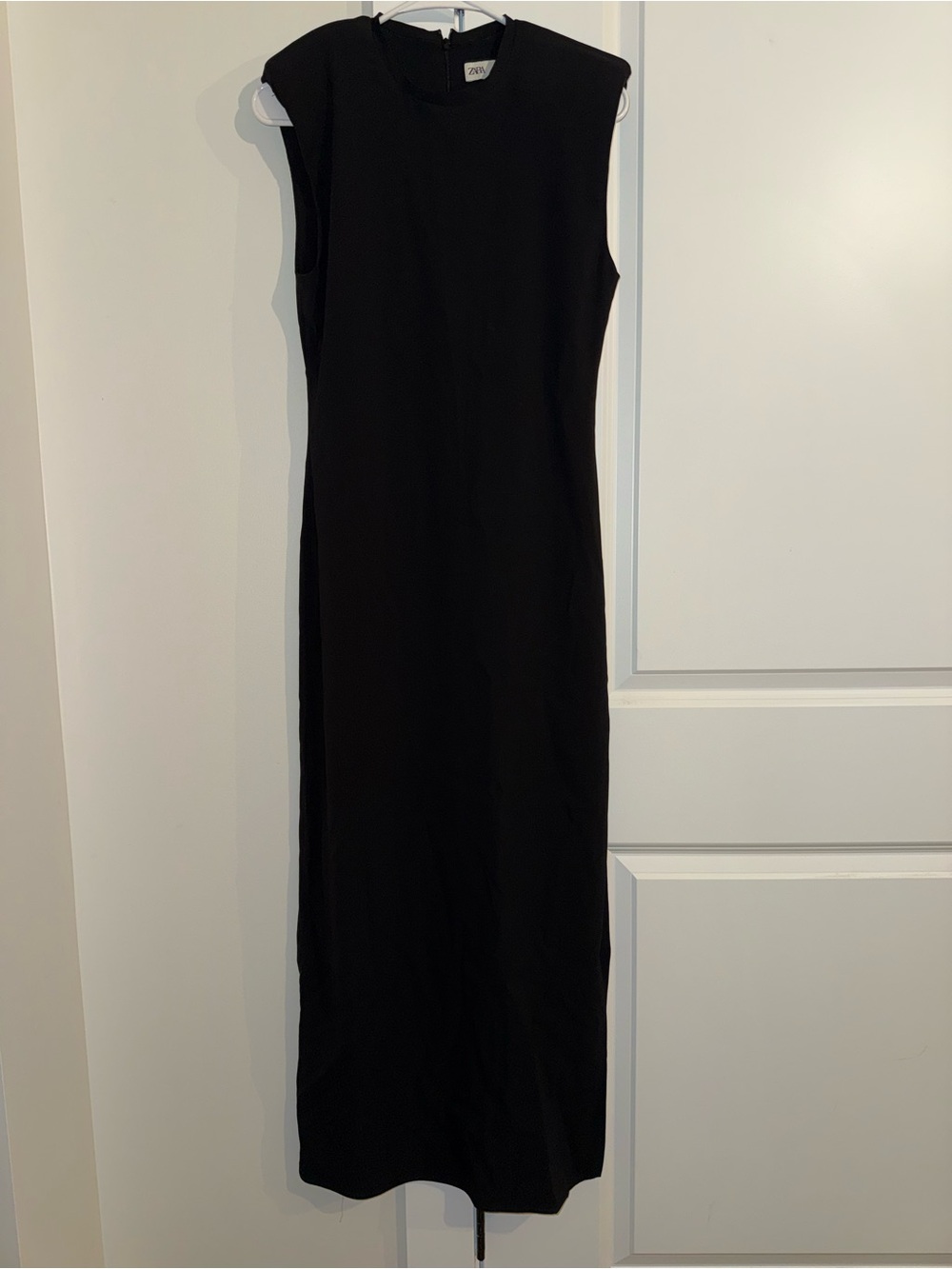 NWOT Zara Black Sleeveless Maxi Dress with padded Shoulders